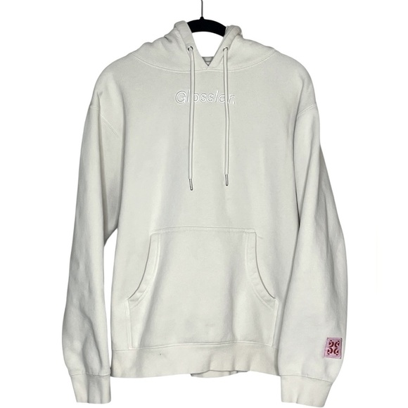 GLOSSIER Limited Edition Embroidered Cream Hoodie - Picture 1 of 5